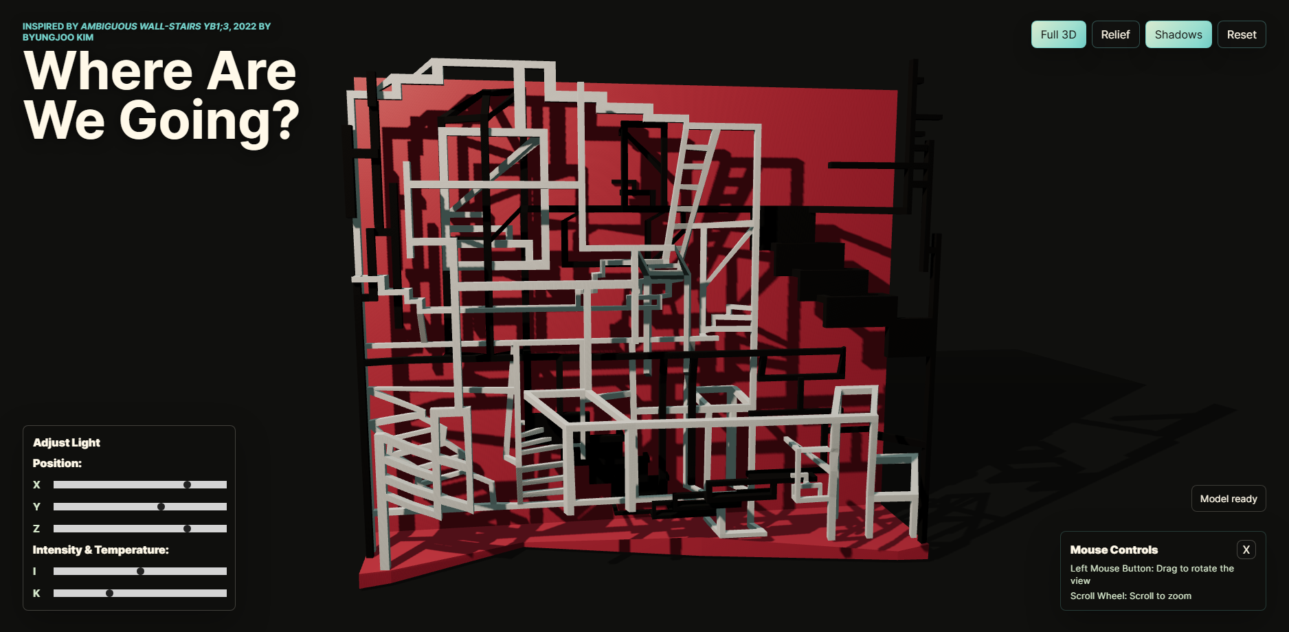 Stairs interactive 3D art project main page